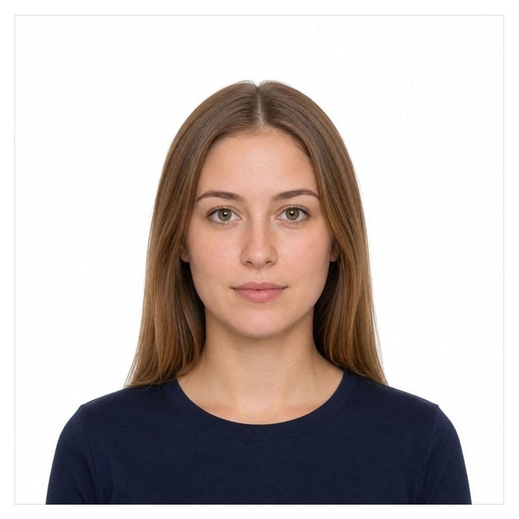 Sample US passport photo created with SwapQ.ai